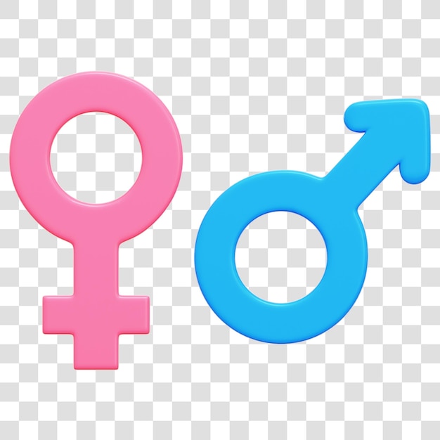 PSD male amp female gender symbol 3d rendering icon isolated transparent background