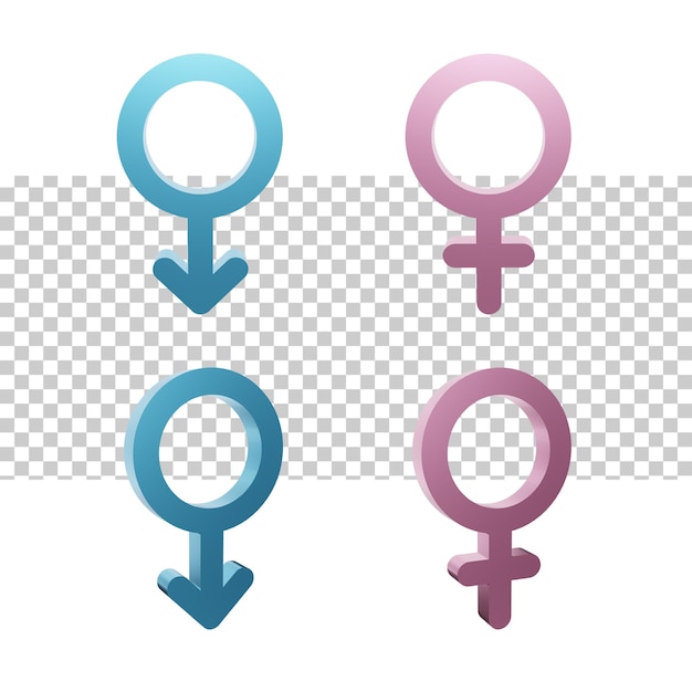 PSD icona maschile e femminile segno di genere 3d render object icon illustration