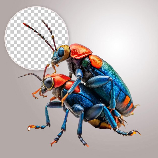 The male and female of rhinoceros beetle isolated on transparent background