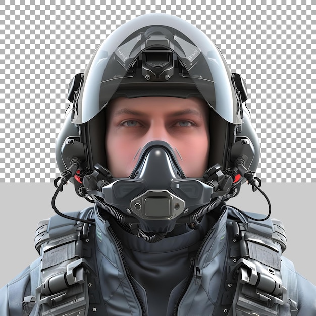 PSD male fighter pilot on transparent background ai generated