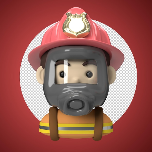 PSD male firefighter with face mask 3d icon avatar illustration