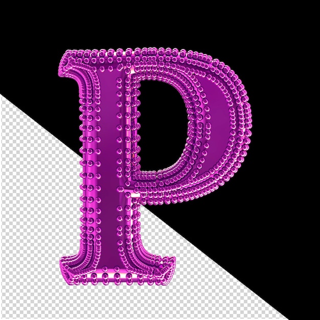 PSD małe kule 3d na fioletowej literze symbolu p