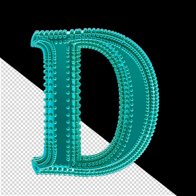 PSD małe kule 3d na turkusowej literze symbolu d