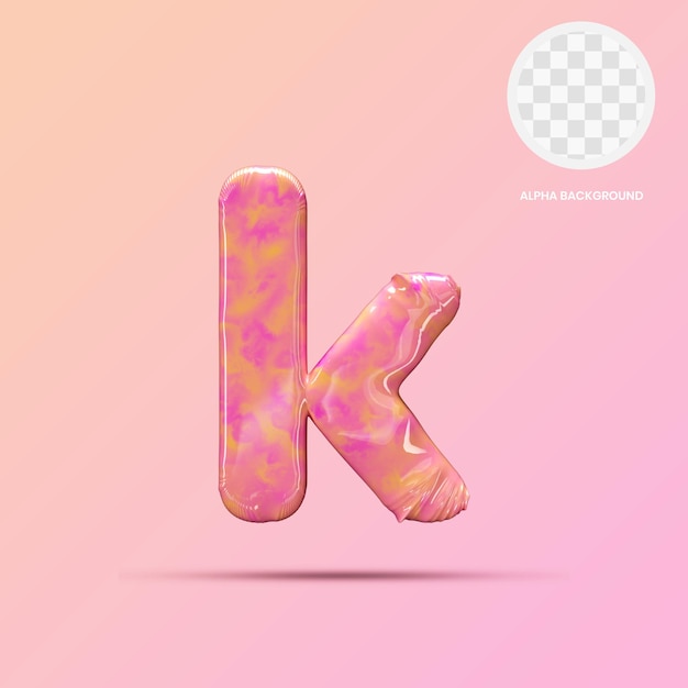 PSD małe litery k lollipop 3d render