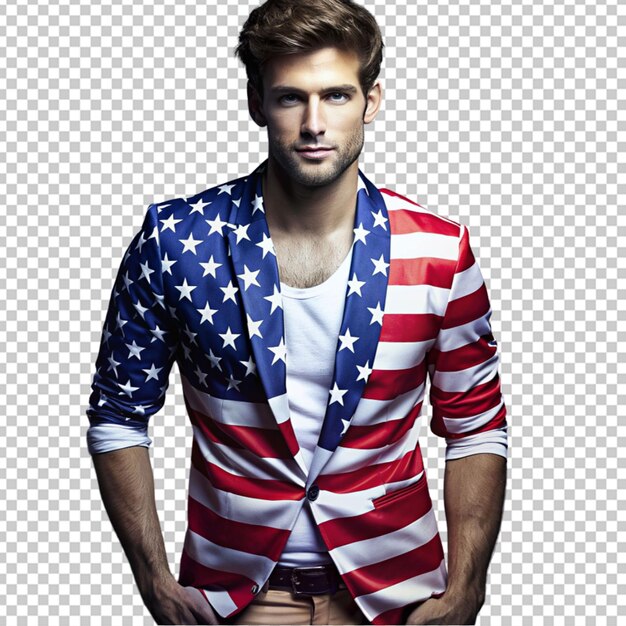 PSD male model wearing patriotic themed clothing