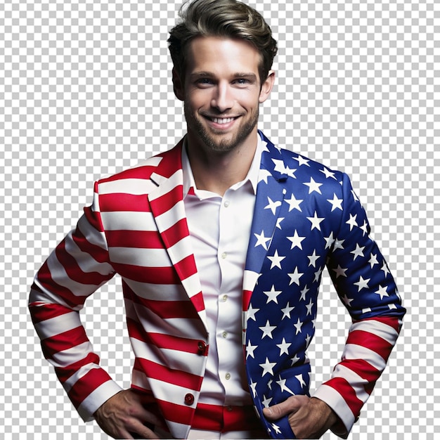 PSD 애국적 주제 의 옷 을 입은 남자 모델