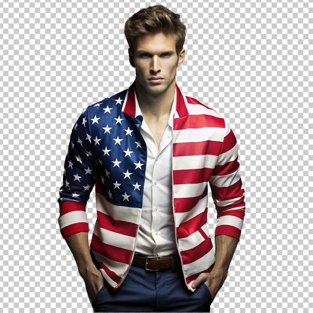 PSD male model wearing patriotic themed clothing