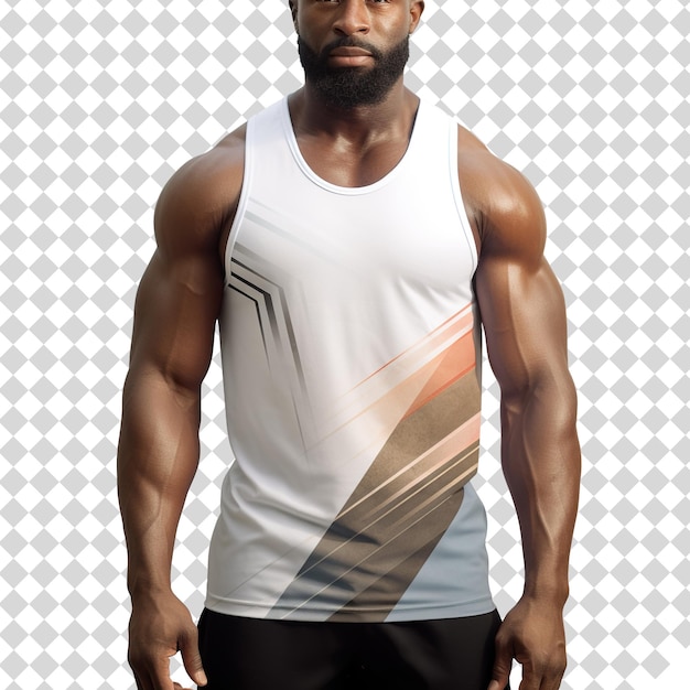 PSD male model wearing tank top isolated on transparent background png file format