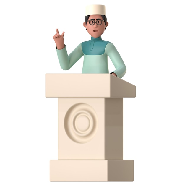 Male Muslim Podium Khotbah Eid Ramadan Kareem 3D