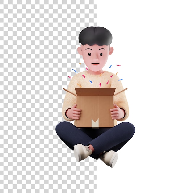 PSD male open delivery 3d illustration