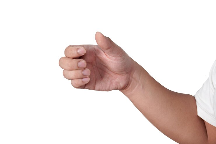 PSD male person hand holding something empty cut out isolated