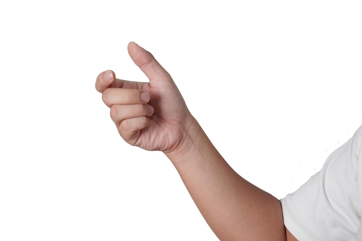 PSD male person hand holding something empty cut out isolated