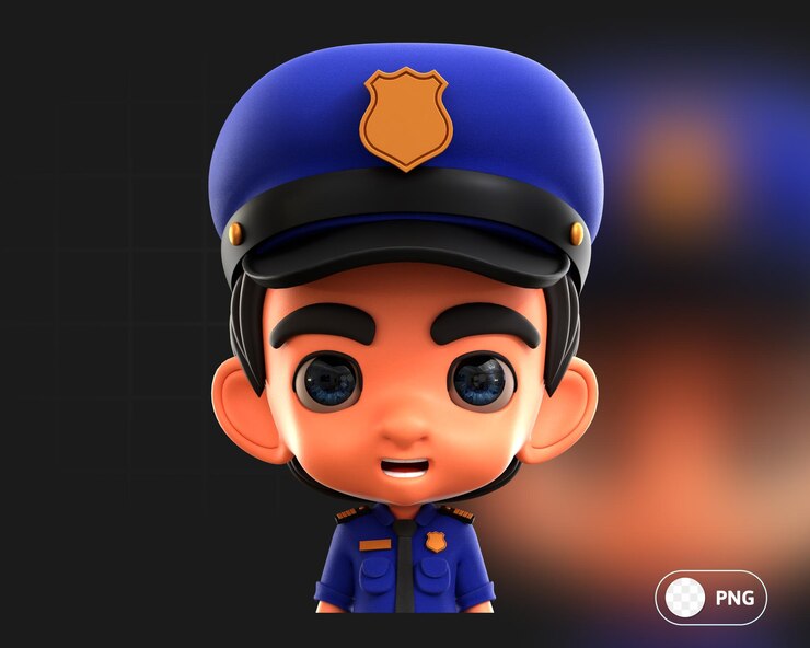 PSD male police 3d avatar illustration