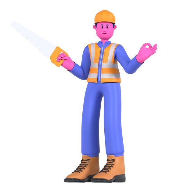 PSD male saw worker construction industry