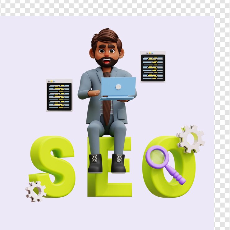 PSD male seo developer 3d illustration
