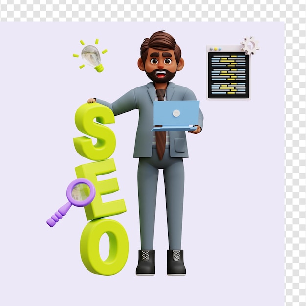 PSD male seo strategy 3d-illustratie