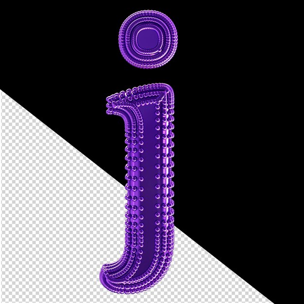 PSD małe sfery 3d na ciemno fioletowym symbolu litery j