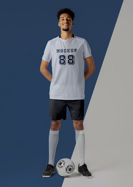 PSD male soccer player apparel mock-up