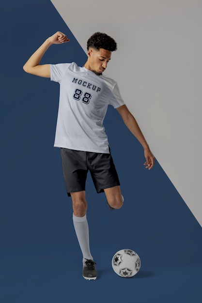 PSD male soccer player apparel mock-up