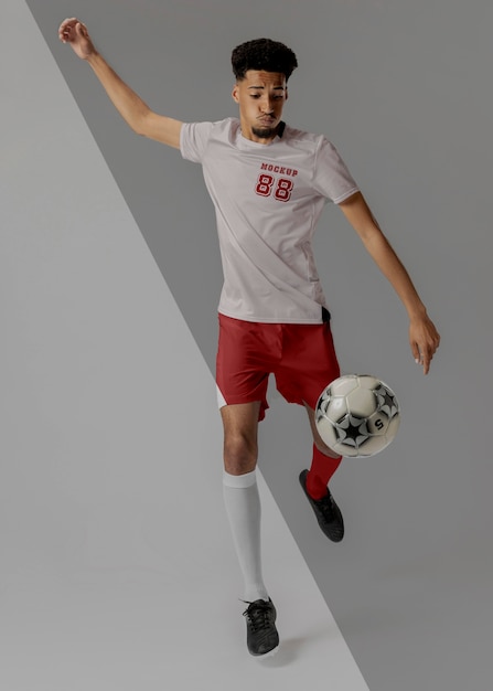 PSD male soccer player apparel mock-up