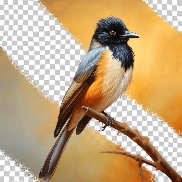 PSD male whiterumped shama bird transparent background