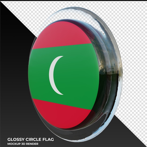 Malediwy0002 Realistyczna 3d Teksturowana Błyszcząca Okrągła Flaga