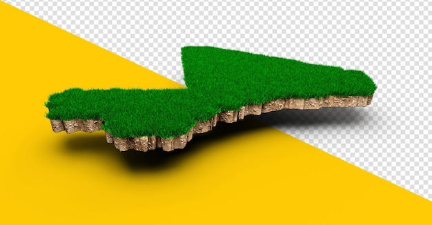 PSD mali kaart bodem land geologie dwarsdoorsnede met groen gras en rotsgrond textuur 3d illustratie