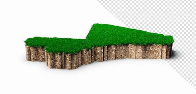 Mali Map soil land geology cross section with green grass and Rock ground texture 3d illustration