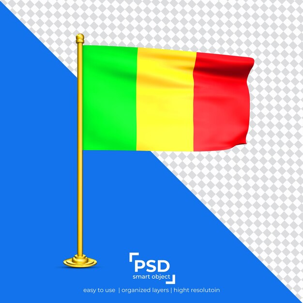 Mali waving flag set isolated on transparent background