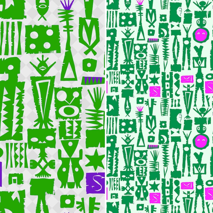PSD malian dogon patterns with abstract human figures and geomet png traditional abstract designs
