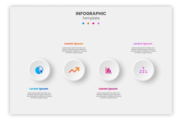 Mall för infografik med 4 steg, platt