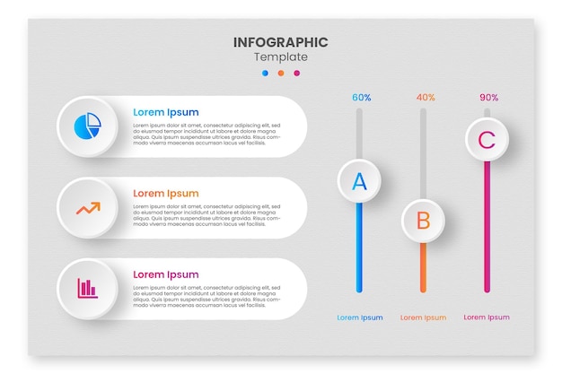 mall för platt infografik med procentuell kombinationsgraf