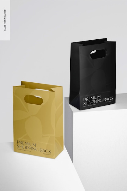 Mall paper bags mockup, perspective