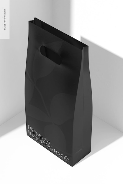 Mall paper shopping bag mockup, perspective