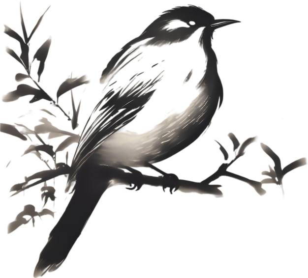 PSD malowanie ptaków tradycyjny japoński styl malowania pędzlem