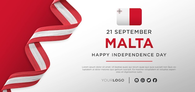 PSD malta national independence day celebration banner, national anniversary