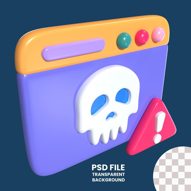 PSD Икона 3d-иллюстрации вредоносного по