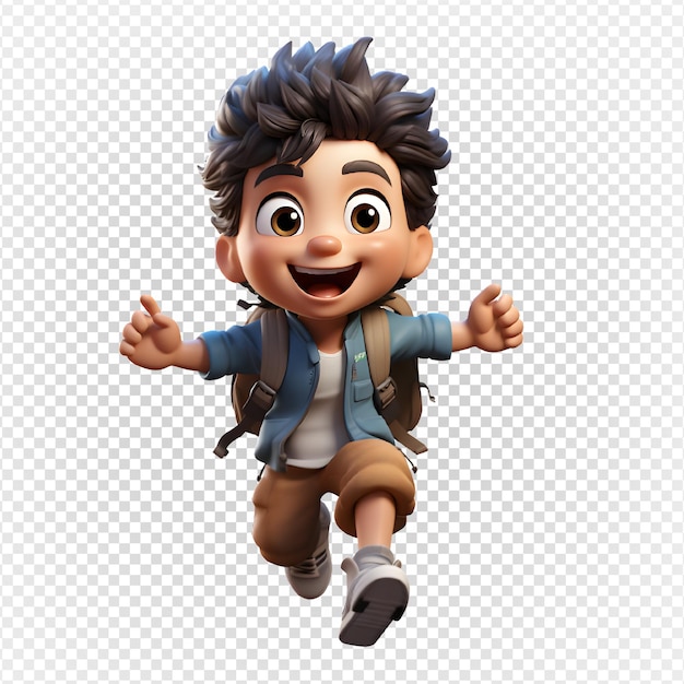 mały chłopiec skacze z radosnym wyrazem twarzyKreskówka 3D przedstawiająca małego chłopca biegającego szczęśliwie generatywną sztuczną inteligencję