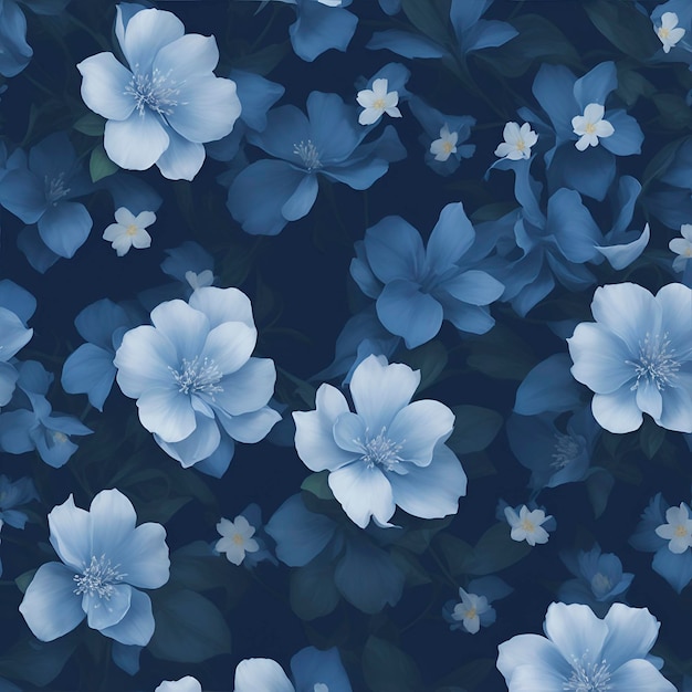PSD mały niebieski wzór kwiatowy na tle z białymi kwiatami
