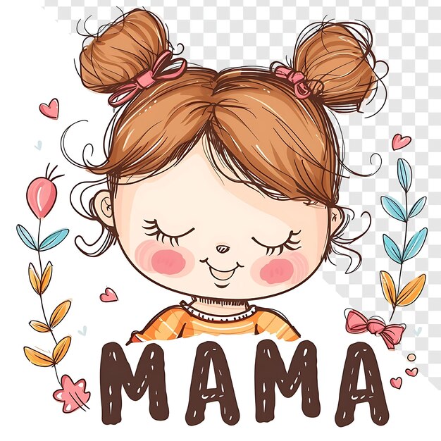 PSD mama text baby themed cartoon design