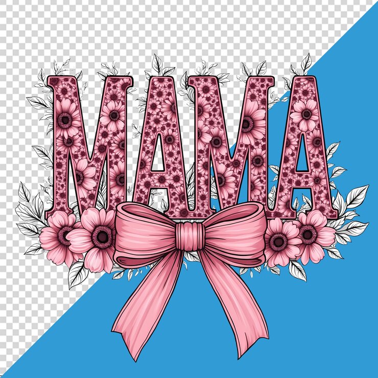 PSD mama typography design z kwiatami