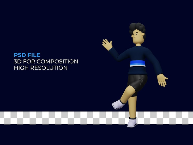 PSD man 3d character dancing premium psd