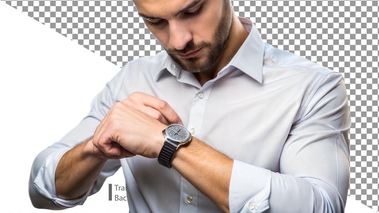 PSD man adjusting watch on his wrist ensuring its properly set