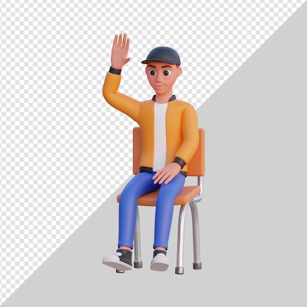 質問をする男3Dキャラクターイラスト