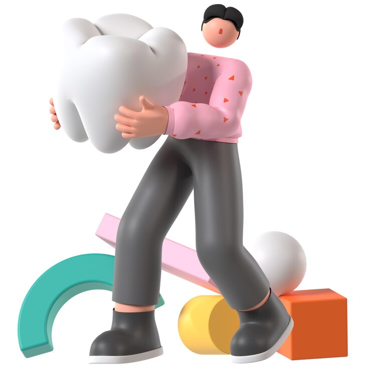 PSD a man bring large teeth for dentalcare