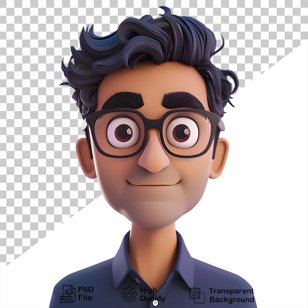 PSD man cartoon character isolated on transparent background include png file
