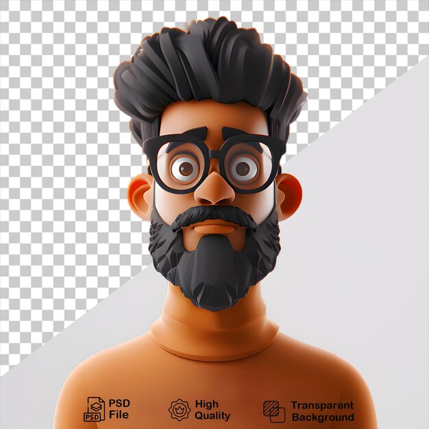 PSD man cartoon character isolated on transparent background include png file