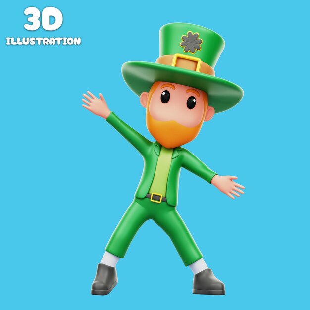 man celebrating patricks day 3d illustration