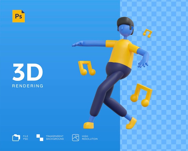 PSD man character dancing design