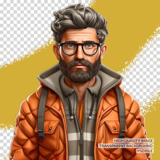 Man character vector3d png clipart sfondo trasparente isolato